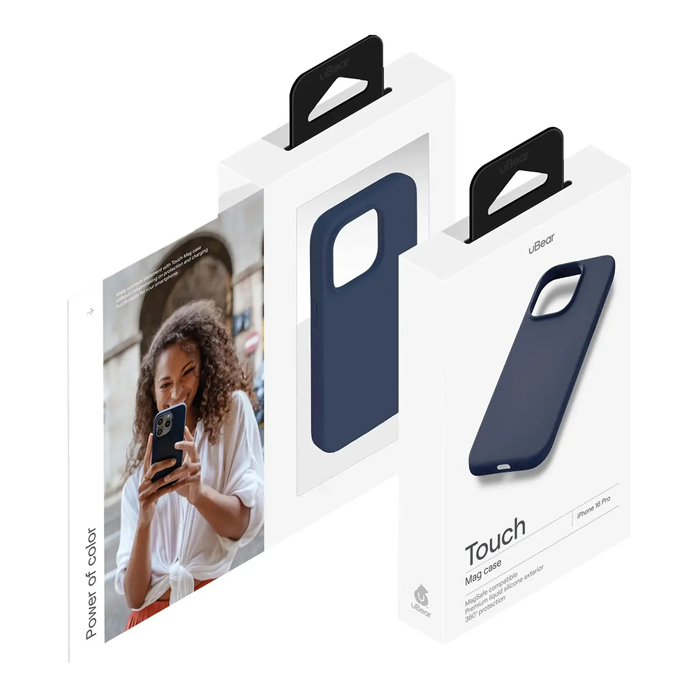Чехол защитный uBear Touch Mag Case iPhone 16 Pro, софт-тач, темно-синий